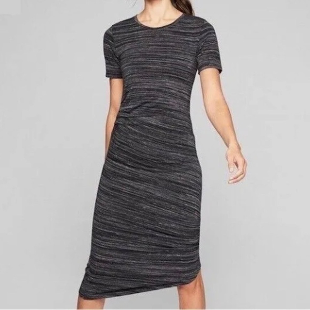 ATHLETA downtown dress, short-sleeve dress, super soft gray dress size Small NWT